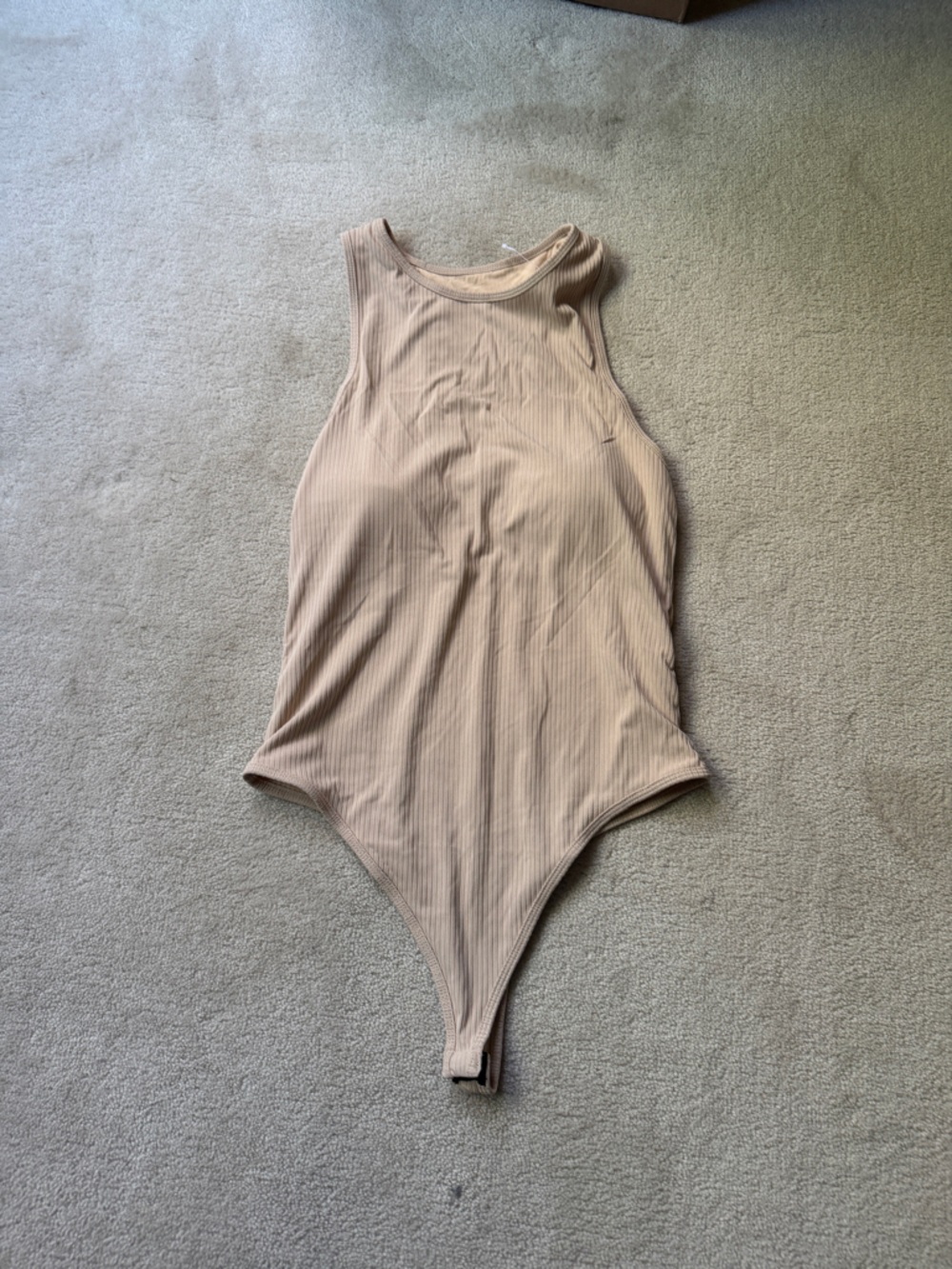 Klassy Network Ribbed High-Neck Bodysuit - Nude